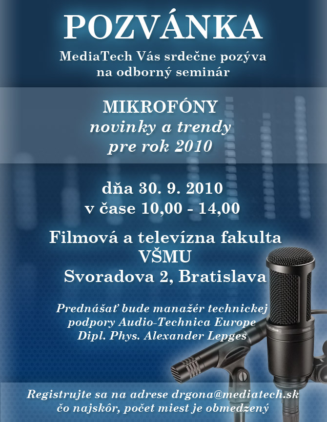 MediaTech seminár o mikrofónoch Audio-Technica MediaTech seminár o mikrofónoch Audio-Technica