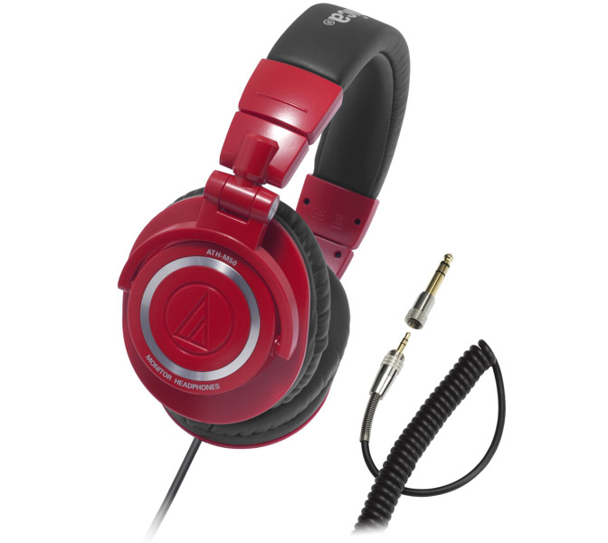 Audio-Technica ATHM50RD - profesionálne štúdiové slúchadlá, červené - ferrari, točený kábel