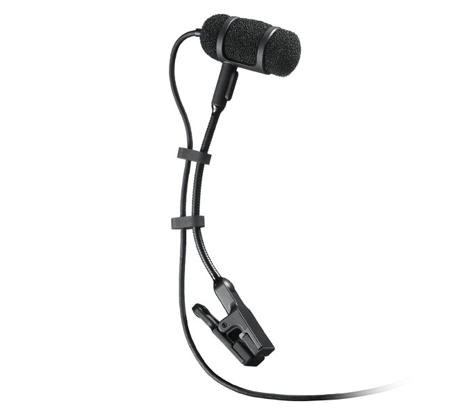Audio-Technica ATM350 - nástrojový mikrofón, husí krk, štipec, kondenzátor
