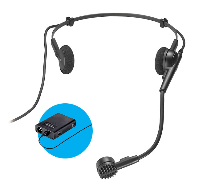 Audio-Technica ATM75 - kondenzátorový headset mikrofón, napájací modul