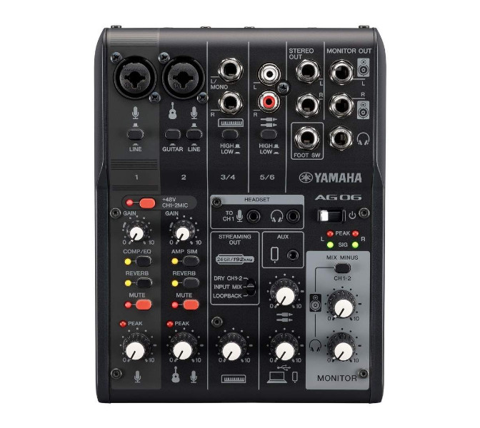 Yamaha AG06 MK2 BK, Analogový mixpult s USB