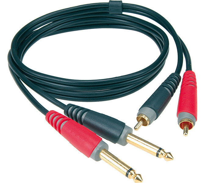 KLOTZ - AT-CJ0200 - kábel; 2 m; 2 Cinch samec - 2 Jack 6.3 mm; KLOTZ