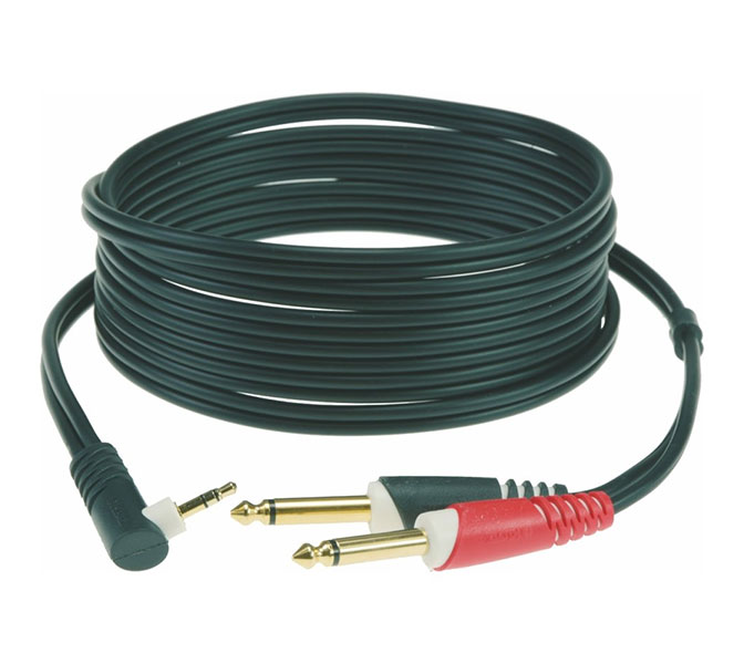 KLOTZ - AY5A0100 - kábel; 1 m; Jack 3,5 (S) lomený / 2x Jack 6,3 (M)