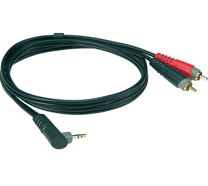 KLOTZ - AY7A0200 - kábel; 2 m; Jack 3,5 (S) lomený / 2x Cinch