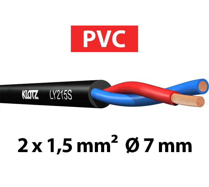 KLOTZ LY215S.100 - Reproduktorový kábel spletaný 2 x 1,5 mm2, 100m špulka, čierny