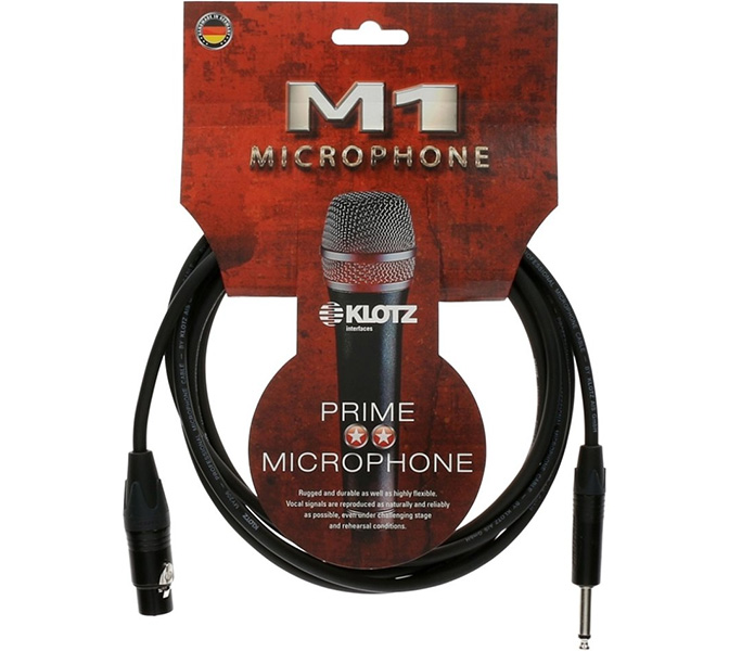 KLOTZ -  - mikrofónny kábel 1 m; XLR (F) - Jack mono; NEUTRIK,