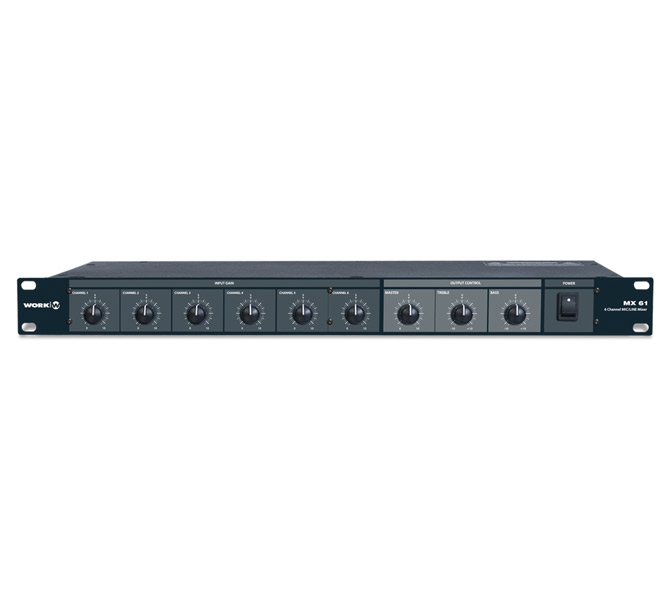 Work MX61 - 6 vstupový audio mixer, Mic/Line, symetrické vstupy, phantom napájanie