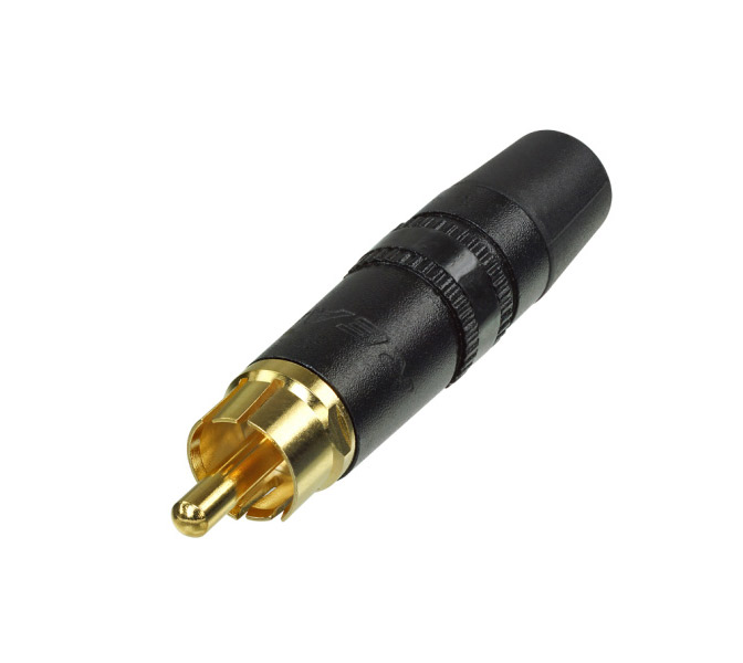 REAN  NYS373-0, káblovy RCA konektor, samec, čierny, gold