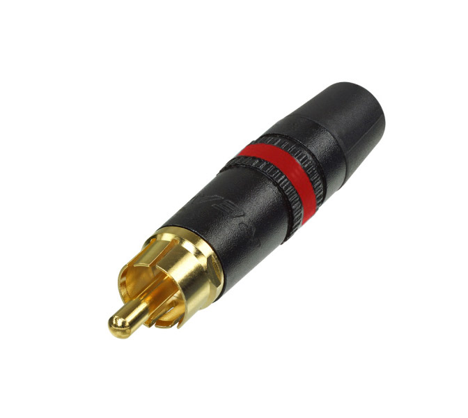 REAN  NYS373-2, káblovy RCA konektor, samec, červený, gold