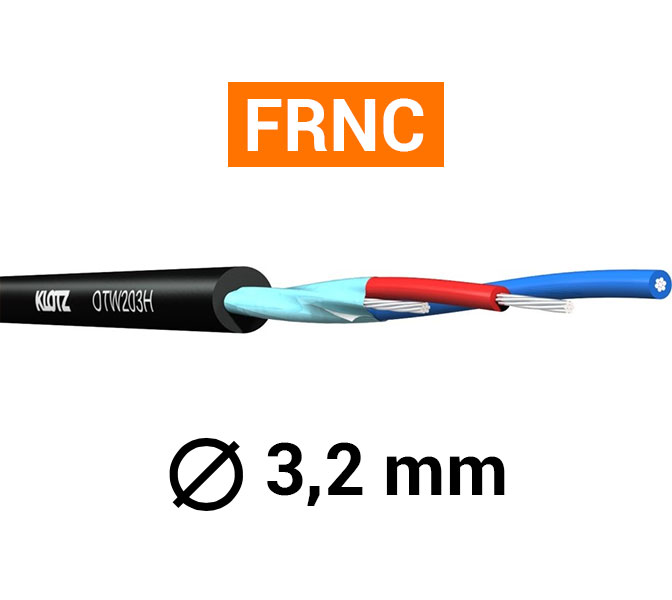 KLOTZ - OTW203H.100 - Inštalačný AES/EBU kábel, 110 Ohm, 3,2 mm, FRNC bezhalogénový, 100m špulka